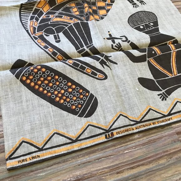 Aboriginal Artwork Linen Kitchen Towel by Starcraft Australia 18x31" - Picture 2 of 4